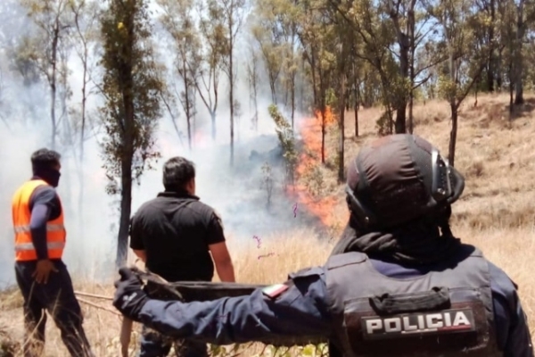 Policía y Bomberos de Cholula sofocan más de 20 incendios en el cerro zapotecas