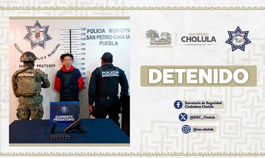 Policía de San Pedro y Marina detienen a hombre por portación ilegal de arma de fuego